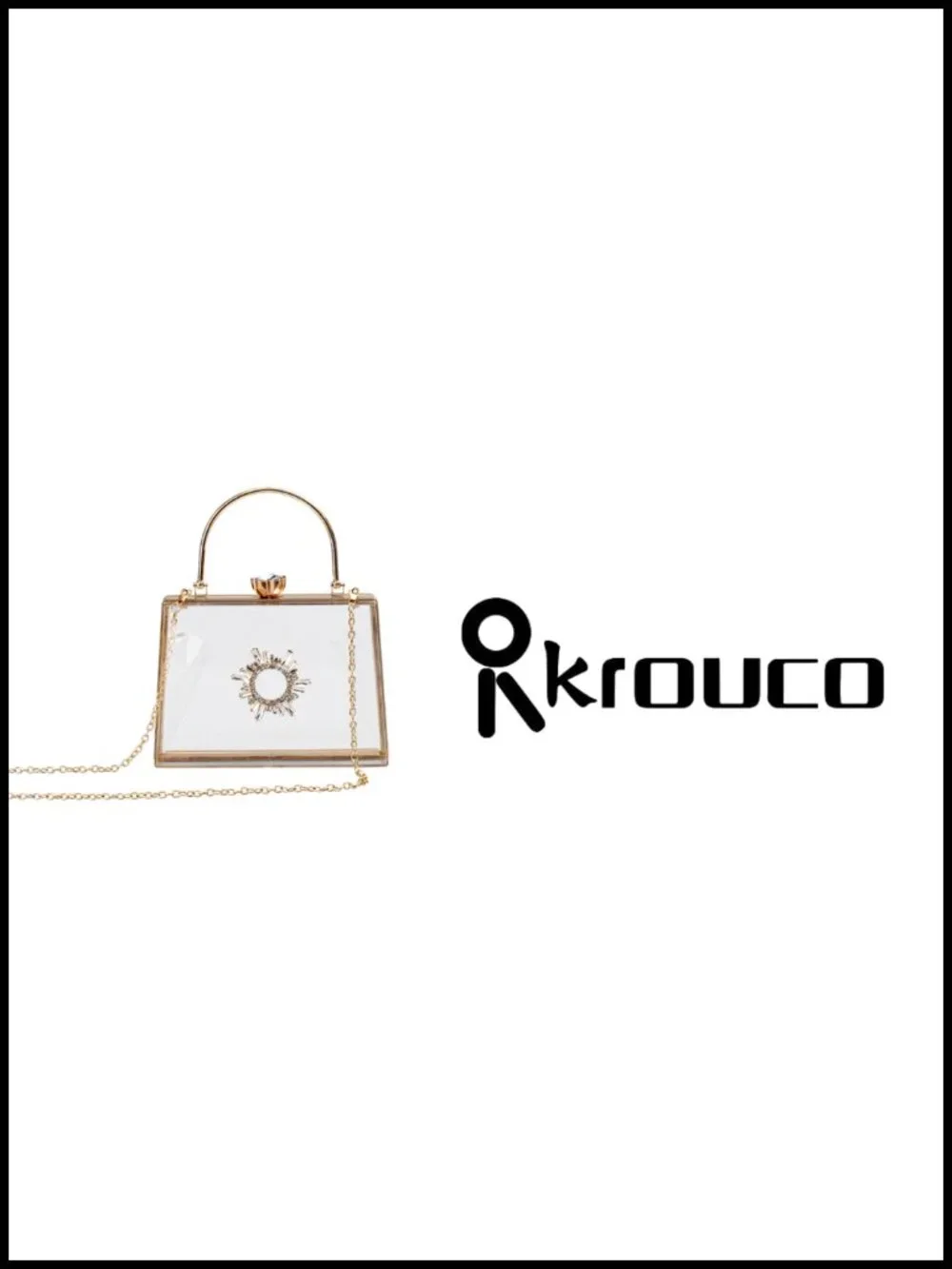 Clear Acrylic Clutch Handbag with Removable Chain Strap